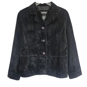 Brandon Thomas‎ Black Suede Jacket Barn Coat Size M Genuine Leather Retro